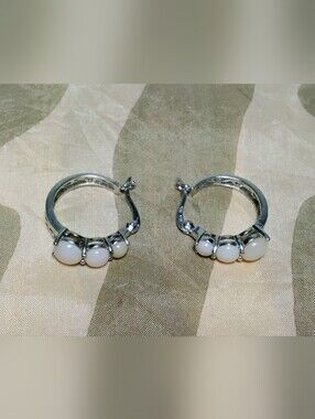 925 Silver Mother Of Pearl Hoop Earrings